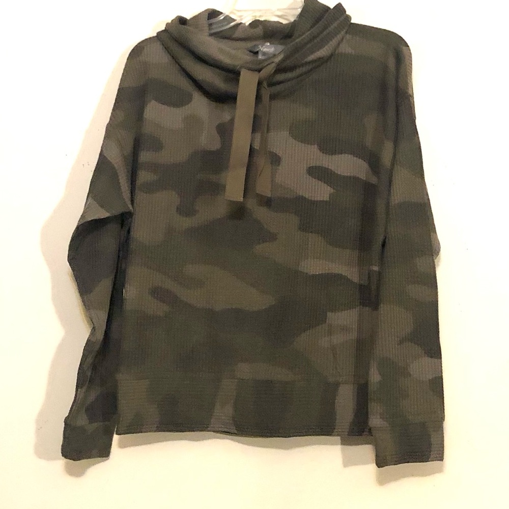 Natural Reflections thermal camo cowl neck jersey